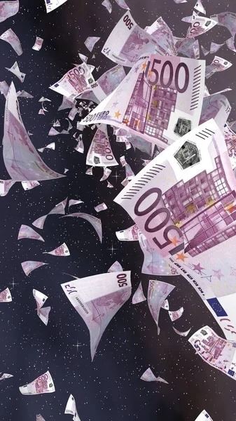 Billetes Euros Voladores Sobre Fondo Estrellado Del Espacio Exterior Dinero — Foto de Stock