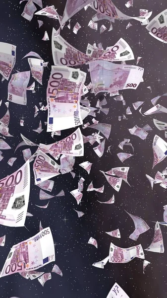 Billetes Euros Voladores Sobre Fondo Estrellado Del Espacio Exterior Dinero —  Fotos de Stock