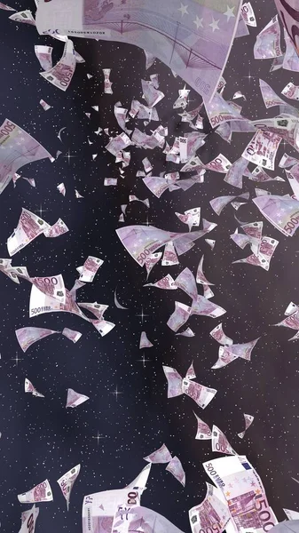 Banconote Euro Volanti Uno Sfondo Stellato Spaziale Esterno Soldi Che — Foto Stock