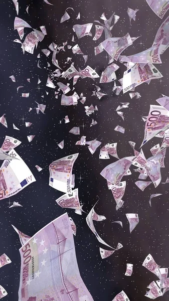 Billetes Euros Voladores Sobre Fondo Estrellado Del Espacio Exterior Dinero —  Fotos de Stock