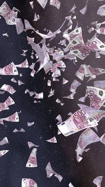 Billetes Euros Voladores Sobre Fondo Estrellado Del Espacio Exterior Dinero —  Fotos de Stock