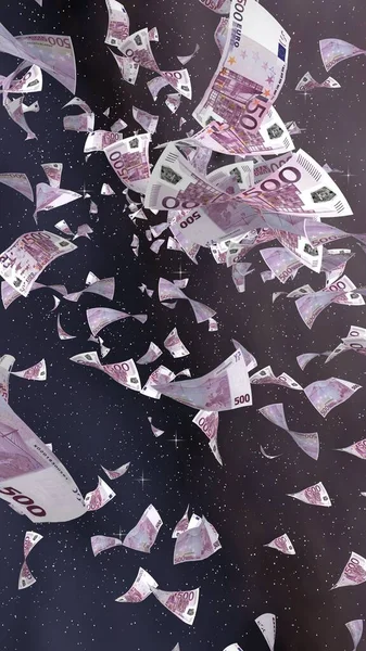 Flying Euro Banknotes Outer Space Starry Background Money Flying Outer — Stock Photo, Image