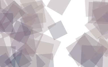 Beyaz arkaplanda gri şeffaf kareler. Gri tonlar. 3B illüstrasyon