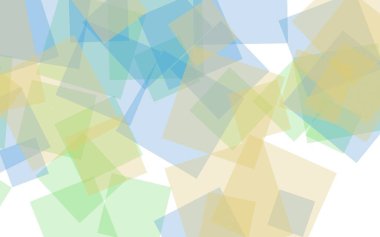 Beyaz arka plan üzerinde çok renkli yarı saydam kareler. 3d illüstrasyon