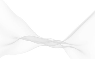 Beyaz soyut arka plan. Dalgalanan beyaz eşarp. Rüzgarın beyaz kumaşında sallanıyor. 3B illüstrasyon