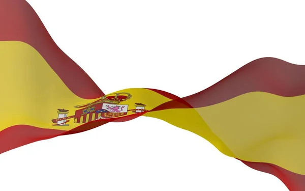 西班牙的国旗 西班牙王国的官方国家象征 体育网页 语文课程 设计元素 3D说明 — 图库照片