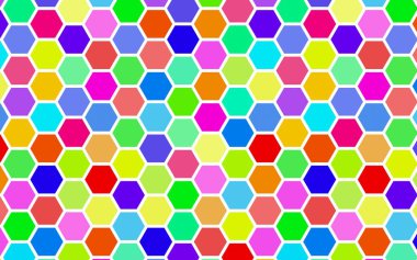 Petek çok renkli, çok renkli. Biyometrik geometri. 3d illüstrasyon