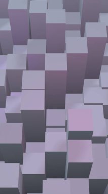 Soyut pembe gri zarif küp geometrik arka plan. Kaotik olarak gelişmiş dikdörtgen çubuklar. 3d Rendering, 3d illüstrasyon