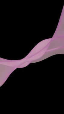 Soyut dalga. Eşarp. Siyah arka planda parlak kurdele. Soyut duman. Raster hava desteği. Dikey görüntü yönlendirmesi. 3B illüstrasyon