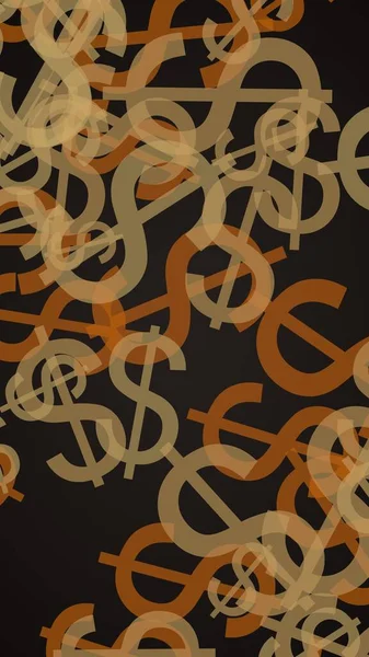 Segni Multicolori Dollari Traslucidi Sfondo Scuro Toni Arancioni Illustrazione — Foto Stock