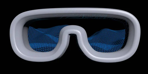 Ilustración Máscara Realidad Virtual Sobre Fondo Oscuro Concepto Tecnológico Gafas —  Fotos de Stock
