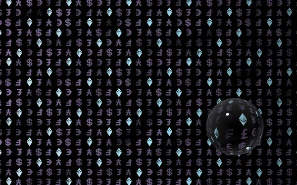 Кристалл Эфириума Валюта Тёмном Фоне Цифровой Символ Криптовалюты Бизнес Концепция — стоковое фото