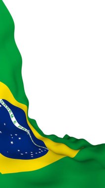 Brezilya bayrağı sallayarak. Ordem e Progresso. Sipariş ve ilerleme. Rio de Janeiro. Güney Amerika. Devlet sembolü. 3D çizim