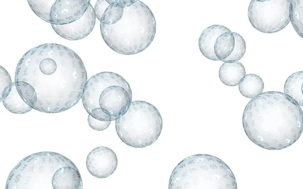 Ätherum Ökonomische Finanzblase Kryptowährung Illustration Geschäftskonzept Blaue Blasen Auf Weißem — Stockfoto