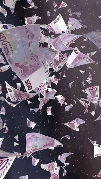 Billetes Euros Voladores Sobre Fondo Estrellado Del Espacio Exterior Dinero —  Fotos de Stock