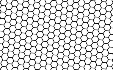 Beyaz arka planda siyah bal peteği. Çokgenin perspektif görüntüsü bal peteğine benziyor. İzometrik geometri. 3B illüstrasyon