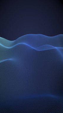 Mavi arka planda soyut manzara. Siber uzay şebekesi. merhaba teknoloji ağı. 3d teknoloji illüstrasyon. Alan derinliği. 3d illüstrasyon