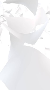 Uçan kağıtlar beyaz arka planda izole edilmiş. Soyut para havada uçuşuyor. Dikey oryantasyon. 3B illüstrasyon