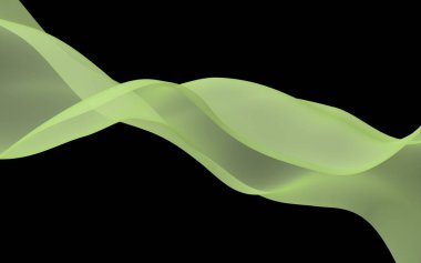 Soyut dalga. Eşarp. Siyah arka plan üzerinde parlak şerit. Soyut duman. Raster hava arka planı. 3d illüstrasyon