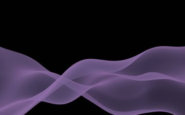 Soyut mor dalga. Raster hava arka planı. Koyu arka planda parlak gri şerit. Gri atkı. Soyut gri duman. 3d illüstrasyon