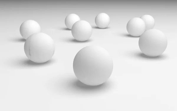 White Abstract Background Set White Balls Isolated White Backdrop Illustration — Stock Photo, Image