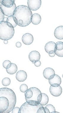 Ethereum ekonomik mali balonu. kripto para birimi 3d illüstrasyon. İş konsepti. Beyaz arka planda mavi kabarcıklar