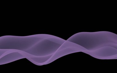 Soyut mor dalga. Raster hava arka planı. Koyu arka planda parlak gri şerit. Gri atkı. Soyut gri duman. 3d illüstrasyon