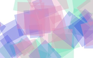 Beyaz arka plan üzerinde çok renkli yarı saydam kareler. Pembe tonları. 3d illüstrasyon