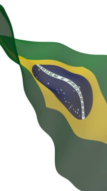 Brezilya bayrağı sallayarak. Ordem e Progresso. Sipariş ve ilerleme. Rio de Janeiro. Güney Amerika. Devlet sembolü. 3D çizim