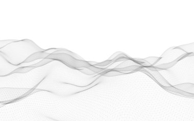 Beyaz arka planda soyut manzara. Siber uzay şebekesi. merhaba teknoloji ağı. Alan derinliği. 3d illüstrasyon