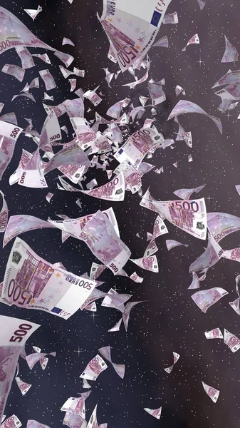 Billetes Euros Voladores Sobre Fondo Estrellado Del Espacio Exterior Dinero —  Fotos de Stock