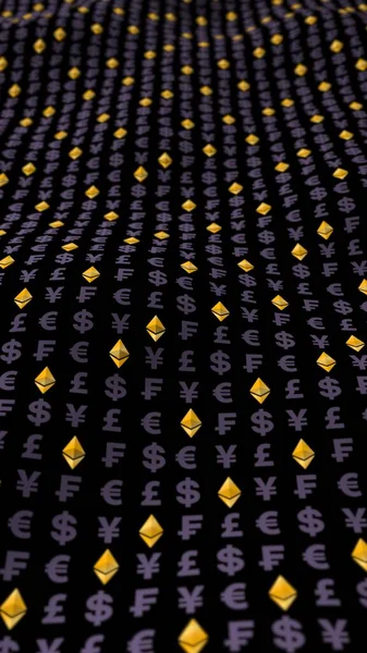 Ethereum Classico Valuta Uno Sfondo Scuro Simbolo Crittografico Digitale Effetto — Foto Stock