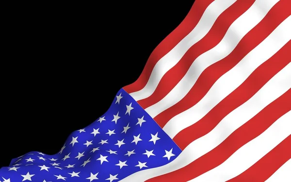 Ondeando Bandera Los Estados Unidos América Sobre Fondo Oscuro Estrellas — Foto de Stock