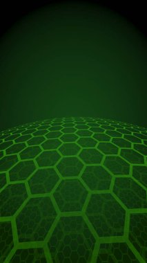 Bal peteklerinin çok katmanlı küresi, koyu arkaplanda sarı, sosyal ağ, bilgisayar ağı, teknoloji, küresel ağ. 3B illüstrasyon