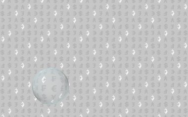 Gri bir arka plan üzerinde Ethereum klasik ve para birimi. Dijital kripto sembolü. Döviz balonu, dalga etkisi, piyasa dalgalanmaları. İş konsepti. 3d illüstrasyon