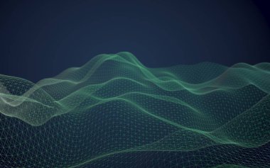 Soyut manzara arka plan. Siber uzay mor ızgarası. merhaba teknoloji ağı. 3d illüstrasyon