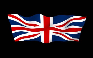 Büyük Britanya bayrağını sallıyor. İngiliz bayrağı. Büyük Britanya ve Kuzey İrlanda Birleşik Krallığı. Birleşik Krallık 'ın sembolü. 3B illüstrasyon