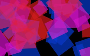 Koyu arka plan üzerinde çok renkli yarı saydam kareler. Pembe tonları. 3d illüstrasyon
