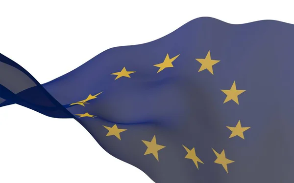 Något Viftande Flagga Europeiska Unionen Isolerad Vit Bakgrund Rendering Symbol — Stockfoto