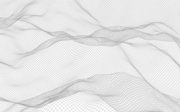 白い背景に抽象的な風景 サイバースペースグリッド ハイテクネットワーク 3Dイラスト — ストック写真
