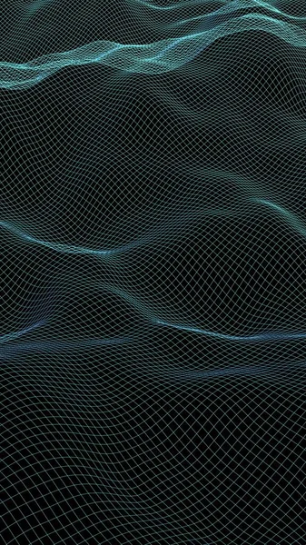 Contexte Abstrait Paysage Grille Grise Cyberespace Salut Réseau Technologique Illustration — Photo