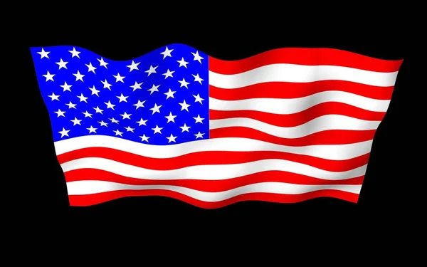 Flagge Der Vereinigten Staaten Von Amerika Auf Dunklem Hintergrund Schwenkend — Stockfoto