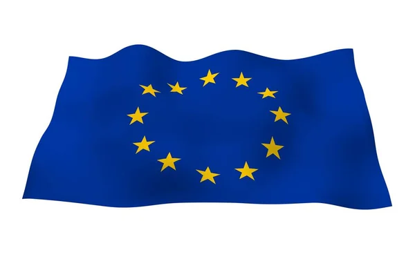 Något Viftande Flagga Europeiska Unionen Isolerad Vit Bakgrund Rendering Symbol — Stockfoto