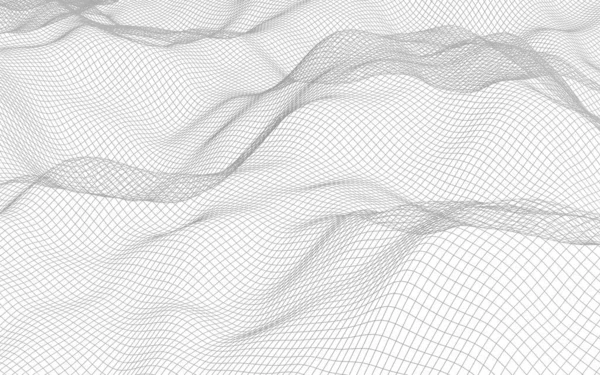 Paesaggio Astratto Sfondo Bianco Griglia Ciberspazio Rete Tech Illustrazione — Foto Stock