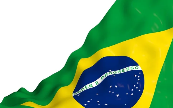 Wapperende Vlag Van Brazilië Ordem Progresso Orde Vooruitgang Rio Janeiro — Stockfoto
