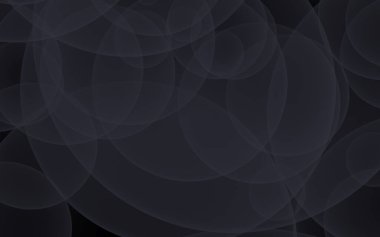 Soyut siyah arkaplan. Koyu şeffaf baloncuklu arkaplan. 3B illüstrasyon