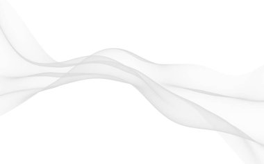 Beyaz soyut arka plan. Dalgalanan beyaz eşarp. Rüzgarın beyaz kumaşında sallanıyor. 3B illüstrasyon