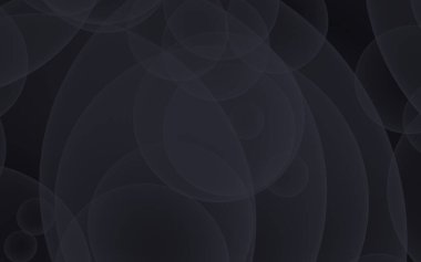 Soyut siyah arkaplan. Koyu şeffaf baloncuklu arkaplan. 3B illüstrasyon