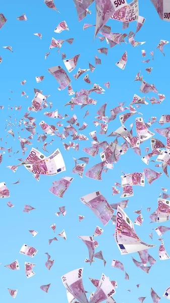 Billetes Euros Voladores Sobre Fondo Del Cielo Dinero Vuela Aire —  Fotos de Stock