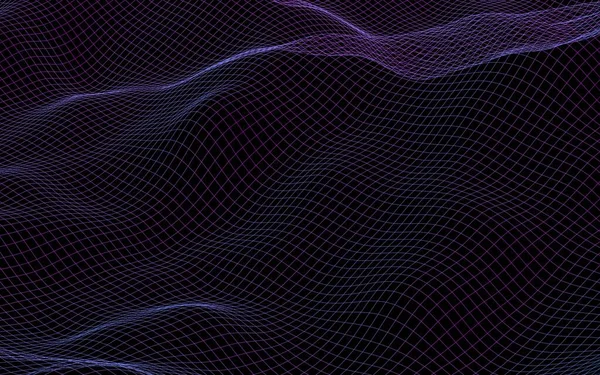 Abstract Landscape Dark Background Cyberspace Purple Grid Tech Network Illustration — Stock Photo, Image